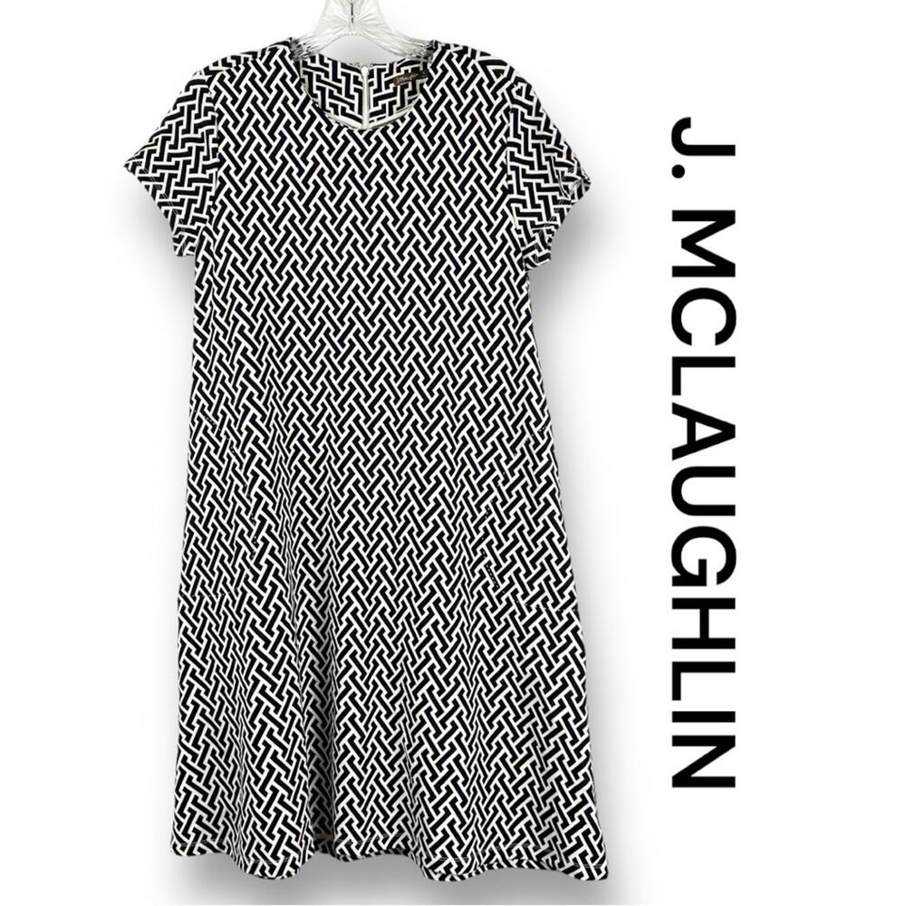 J McLaughlin Catalina Cloth Tent Dress Black & White Womens Size Small